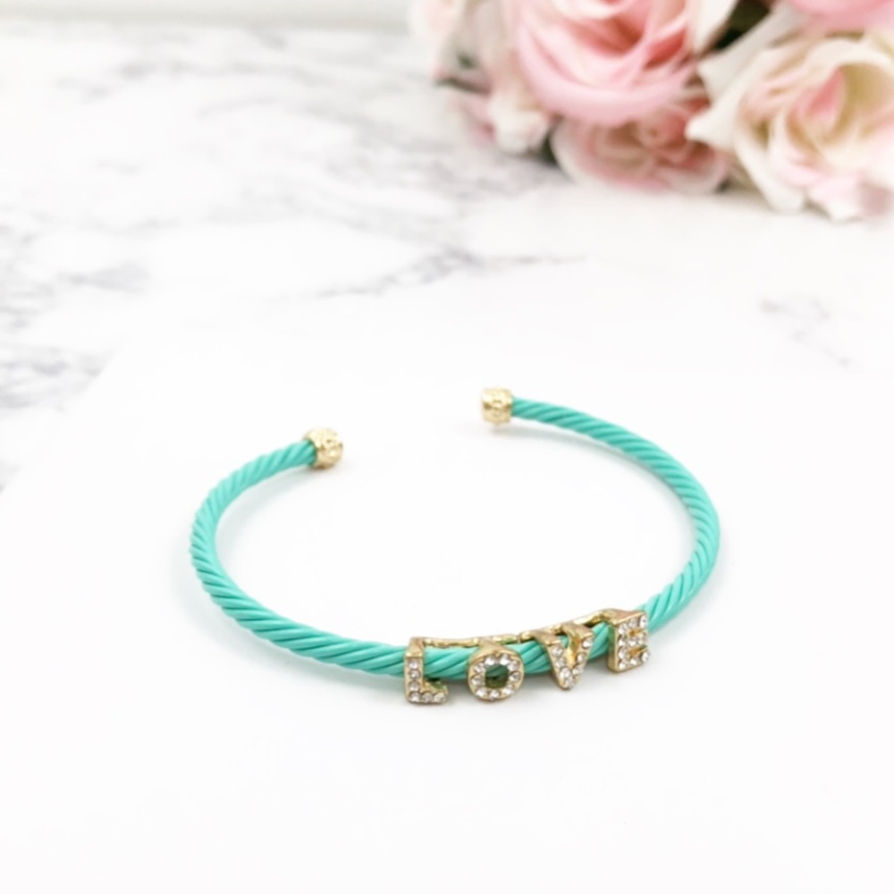 Mint Love Wire Cuff Bracelet